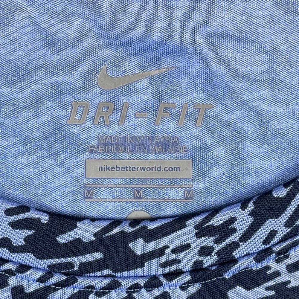 Nike Dri Fit Running Top Womens Medium Blue Black Abstract Yoga Moisture Wicking